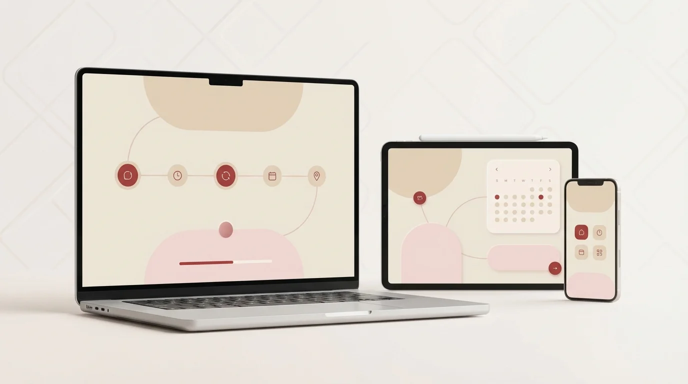 Plataforma fluida, limpia y móvil con progreso automático